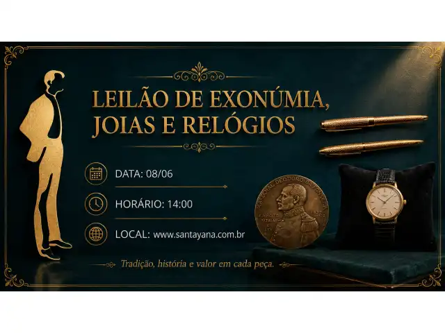 LEILÃO DE EXONÚMIA, JOIAS E RELÓGIOS