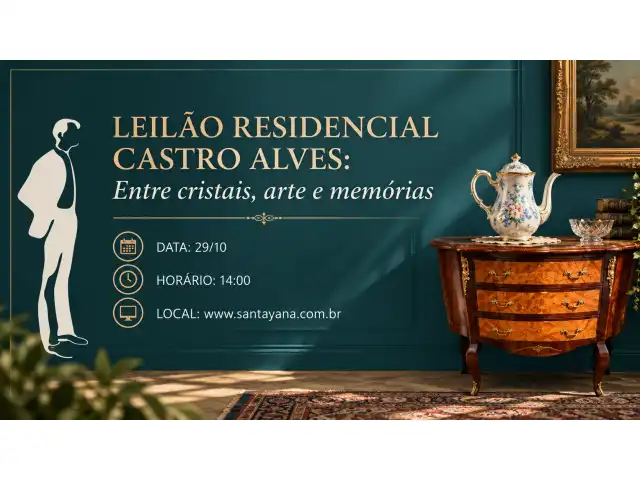 LEILÃO RESIDENCIAL CASTRO ALVES: Entre cristais, arte e memórias