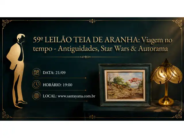 59º LEILÃO TEIA DE ARANHA: Viagem no tempo - Antiguidades, Star Wars & Autorama