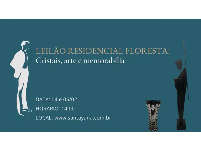 LEILÃO RESIDENCIAL FLORESTA: Cristais, arte e memorabilia