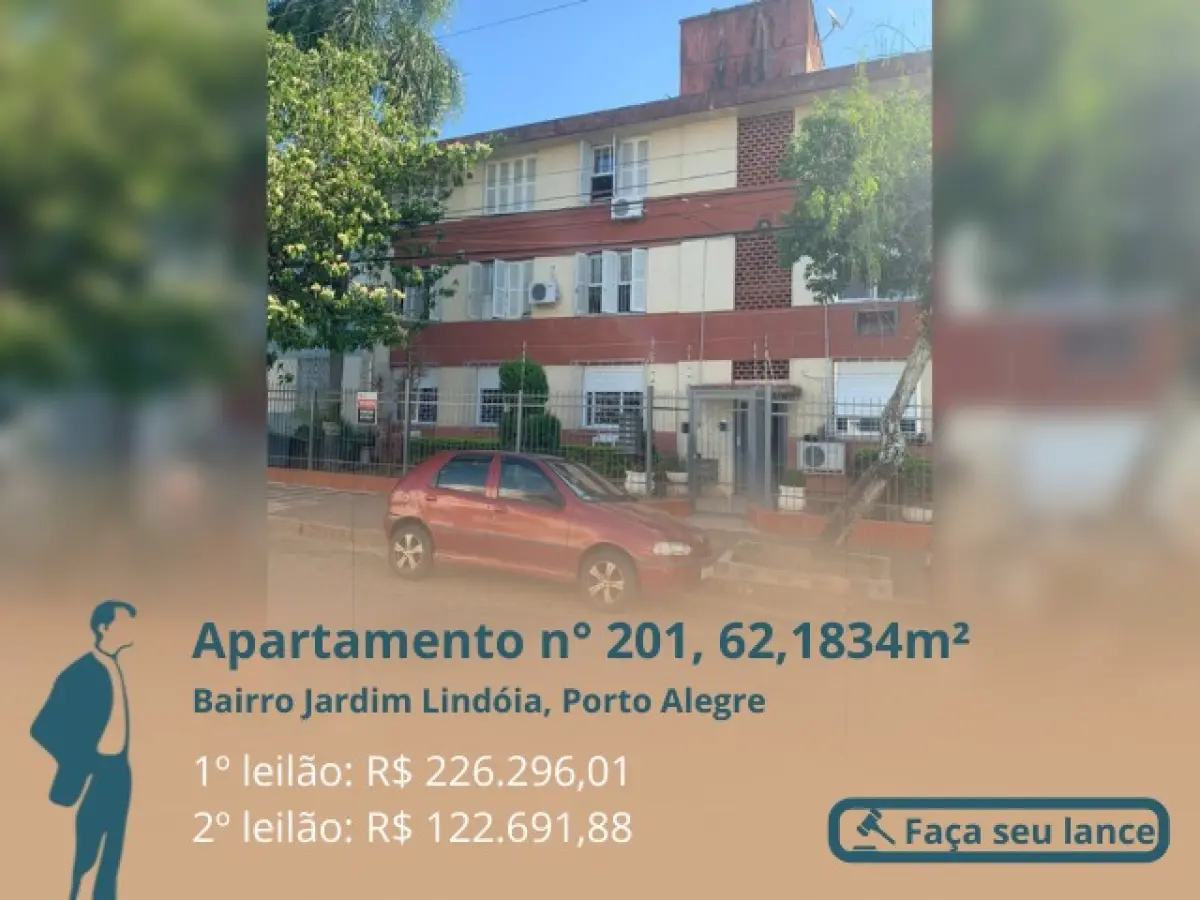 LOTE A - Apartamento n° 201, área privativa 62,1834m², sito na Rua Lazar Segall n° 410, Bairro Jardim Lindóia, Porto Alegre- RS. Objeto da matrícula 168.768 do R.I da 4°zona de Porto Alegre-RS.