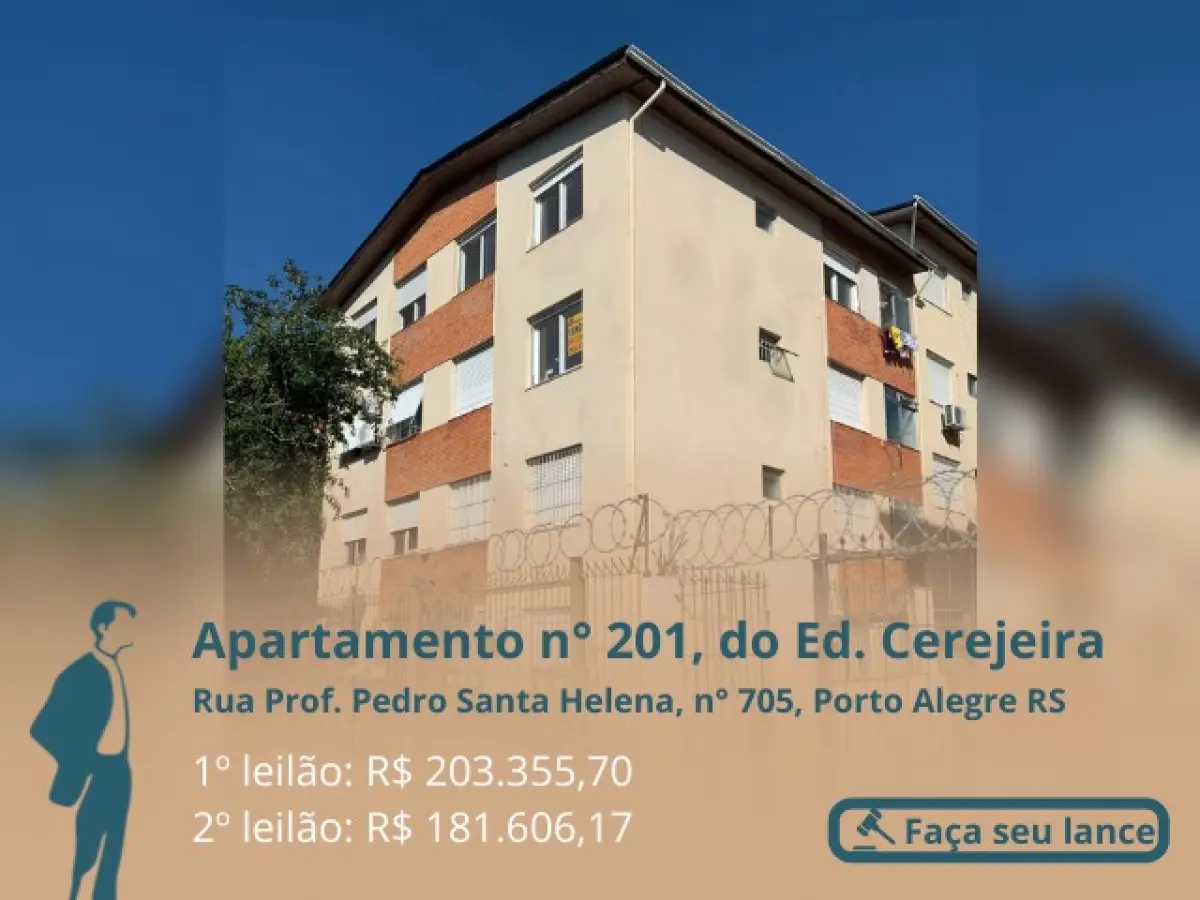 LOTE C - Apartamento n° 201, do Ed. Cerejeira, área privativa 60,05 m², sito na Rua Prof. Pedro Santa Helena, n° 705, Porto Alegre RS. Objeto da matrícula n° 34.294 do R.I da 3º zona de Porto Alegre RS