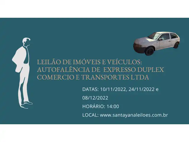 LEILÃO DE IMÓVEIS E VEÍCULO | AUTOFALÊNCIA DE EXPRESSO DUPLEX COMERCIO E TRANSPORTES LTDA