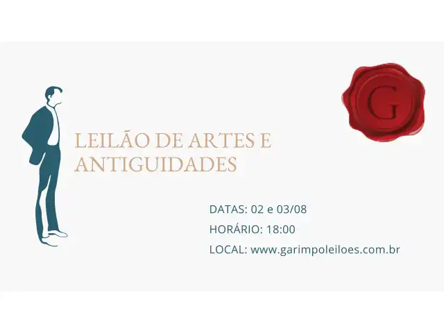LEILÃO DE ARTE E ANTIGUIDADES COM A LOJA GARIMPO