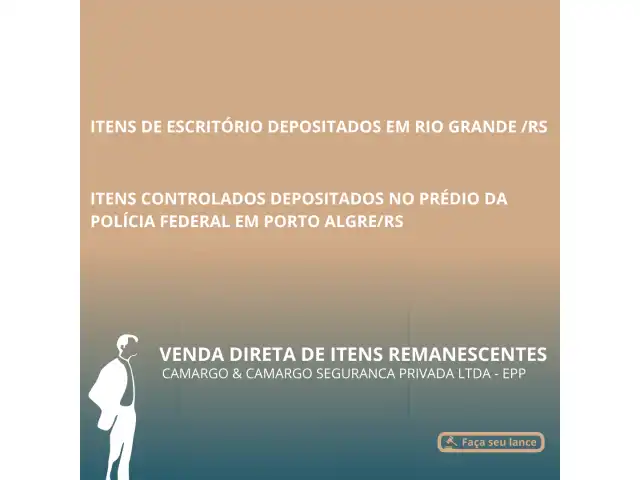 VENDA DIRETA ITENS REMANESCENTES DA EMPRESA CARMAGO & CAMARGO SEGURANÇA PRIVADA