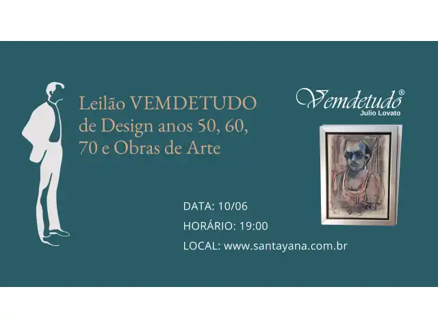 Leilão VEMDETUDO de Design anos 50, 60, 70 e Obras de Arte