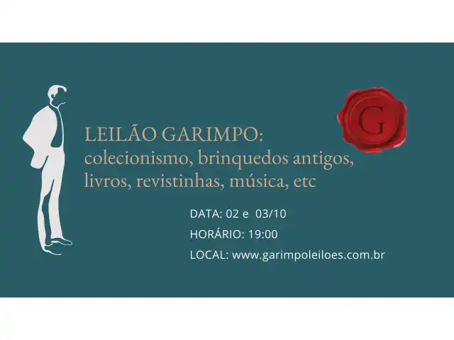 LEILÃO GARIMPO: COLECIONISMO, BRINQUEDOS ANTIGOS, LIVROS, REVISTINHAS, MÚSICA ETC