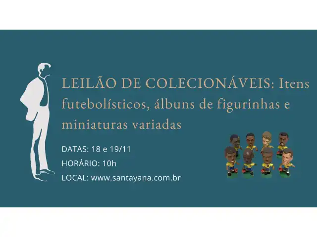 LEILÃO DE COLECIONÁVEIS: Itens futebolísticos, álbuns de figurinhas e miniaturas variadas