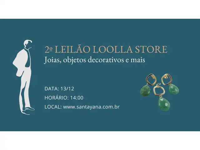 2º LEILÃO LOOLA STORE: Joias, objetos decorativos e mais