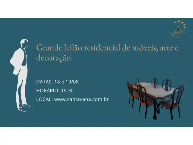 Grande leilão residencial de móveis, arte e decoração.