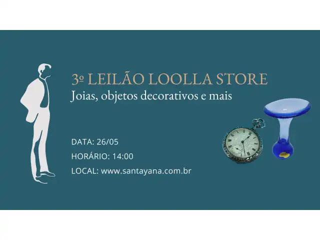 3º LEILÃO LOOLA STORE: Joias, objetos decorativos e mais