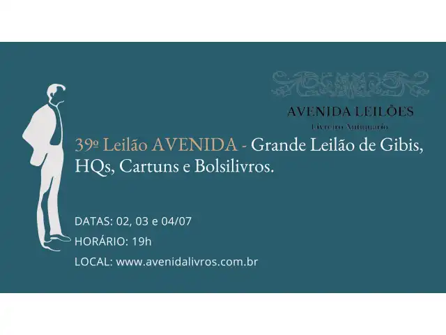 39º Leilão AVENIDA - Grande Leilão de Gibis, HQs, Cartuns e Bolsilivros.