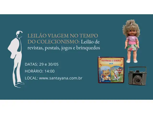 LEILÃO VIAGEM NO TEMPO DO COLECIONISMO: Leilão de revistas, postais, jogos e brinquedos