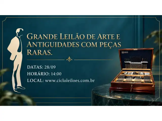 GRANDE LEILÃO DE ARTE E ANTIGUIDADES COM PEÇAS RARAS.