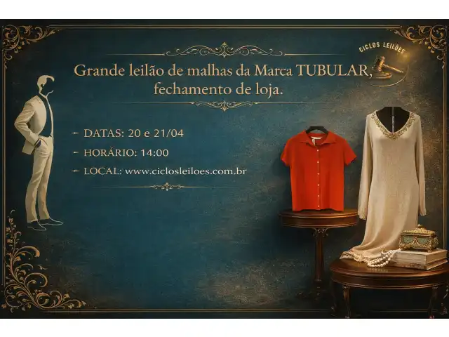 Grande leilão de malhas da Marca TUBULAR, fechamento de loja.