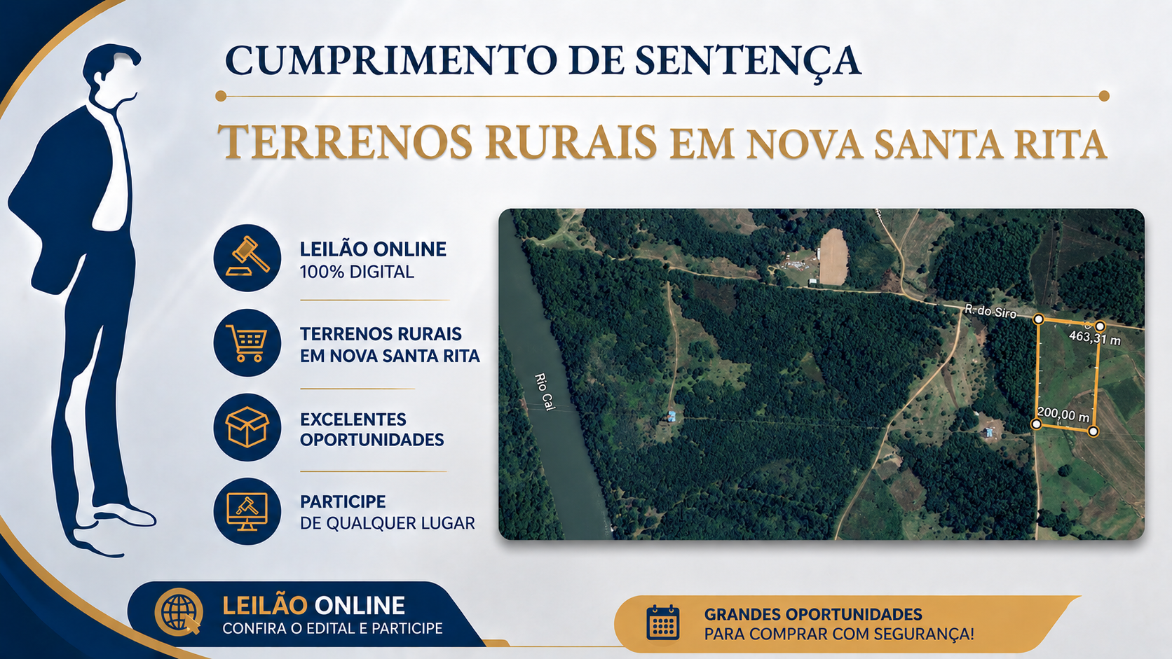 GRANDE LEILÃO DE TERRENOS RURAIS EM NOVA SANTA RITA - CUMPRIMENTO DE SENTENÇA