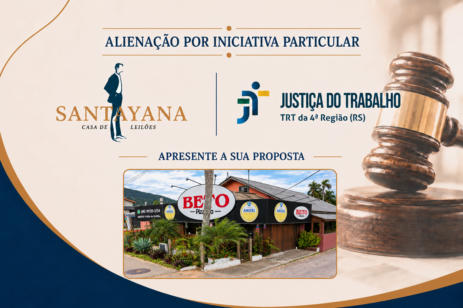 IMÓVEL onde atualmente funciona a empresa "Beto Pizzaria", localizado na Rodovia SC-434 EM GAROPABA